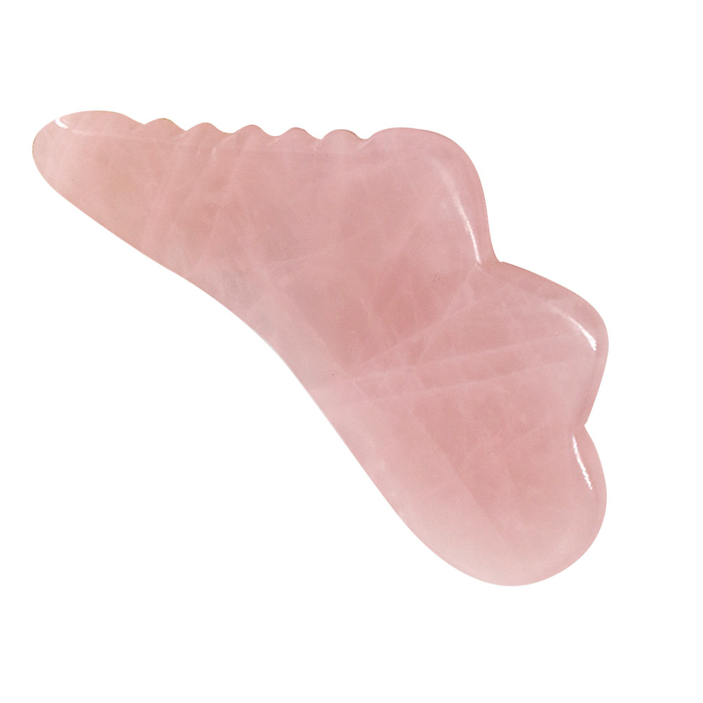 Jade Gua Sha Tool - แผ่นขูดหน้าหยกสีชมพู 1 ชิ้น อุปกรณ์นวดหน้าเพื่อความงาม บรรเทาอาการปวด คลายกล้ามเนื้อ