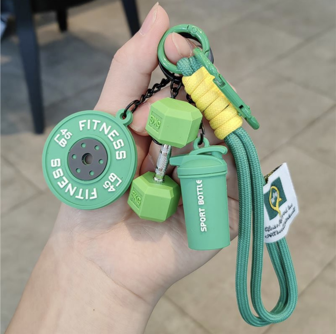 Health Wellness Gifts - 2025 สุดฮอต! พวงกุญแจฟิตเนส รูปบาร์เบล พวงกุญแจยกน้ำหนัก จี้ซิลิโคนรูปแผ่นน้ำหนัก