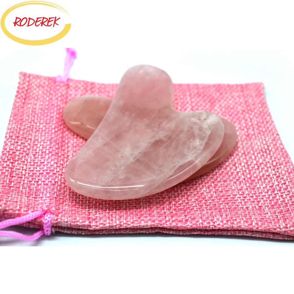 Jade Gua Sha Tool - Jade Guasha แผ่นธรรมชาติ Rose Quartz Gua