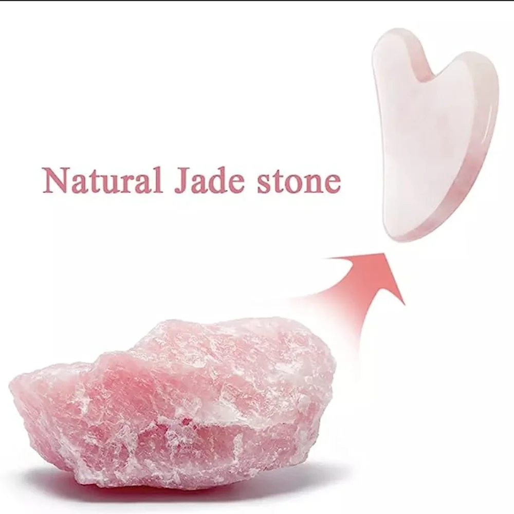 Jade Gua Sha Tool - กัวซาโรสควอตซ์สำหรับนวดหน้า เครื่องขูดผิว กัวซายกกระชับผิวหน้า หยกธรรมชาติสำหรับนวดหน้า เครื่องขูดกัวซา ลดเลือนริ้วรอย