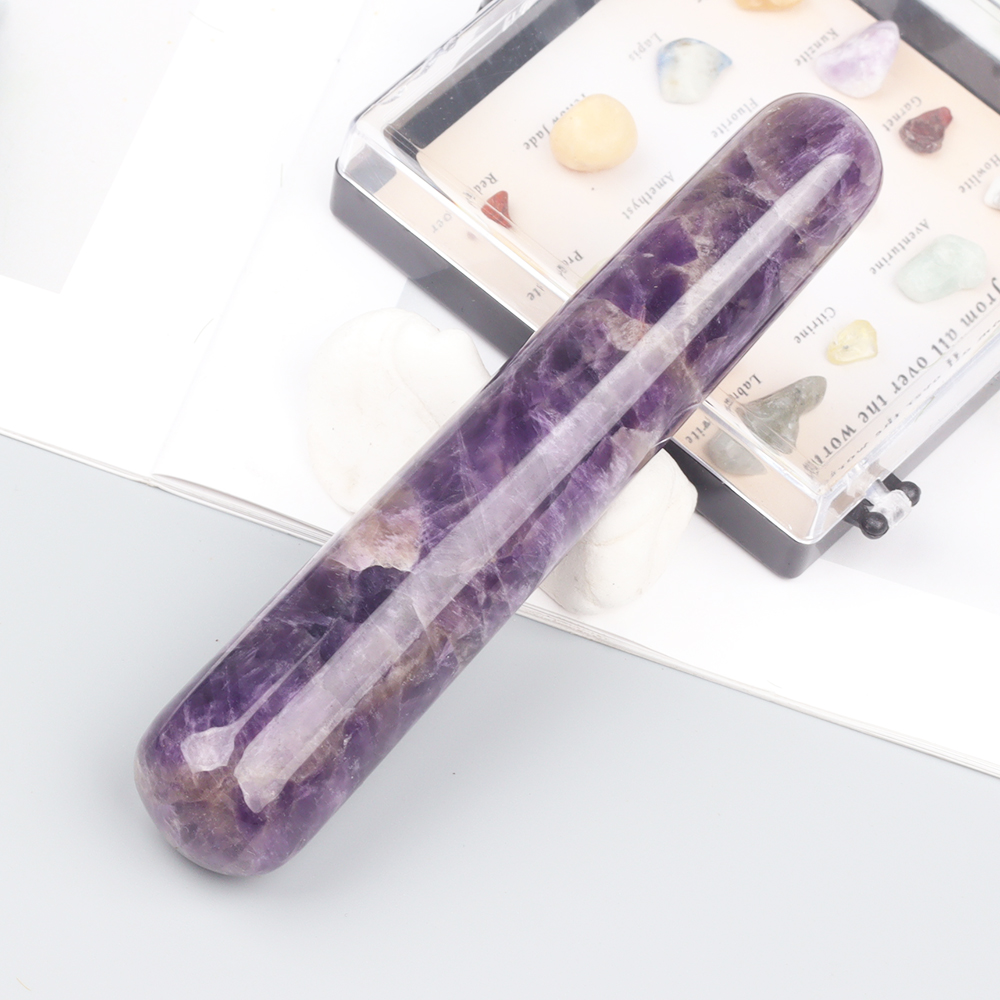 Jade Gua Sha Tool - ธรรมชาติ Amethyst Wand หยกนวด Face Body