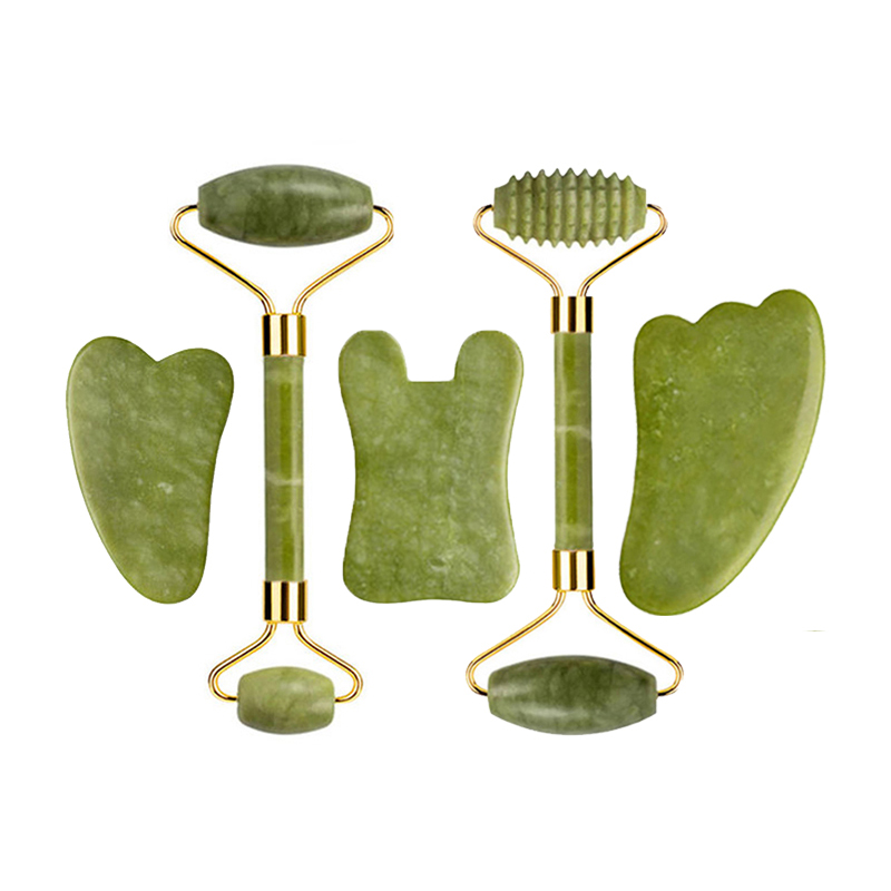 Jade Gua Sha Tool - ลูกกลิ้งหยกธรรมชาติ Gua Sha ชุดนวด Guasha คณะกรรมการหวี