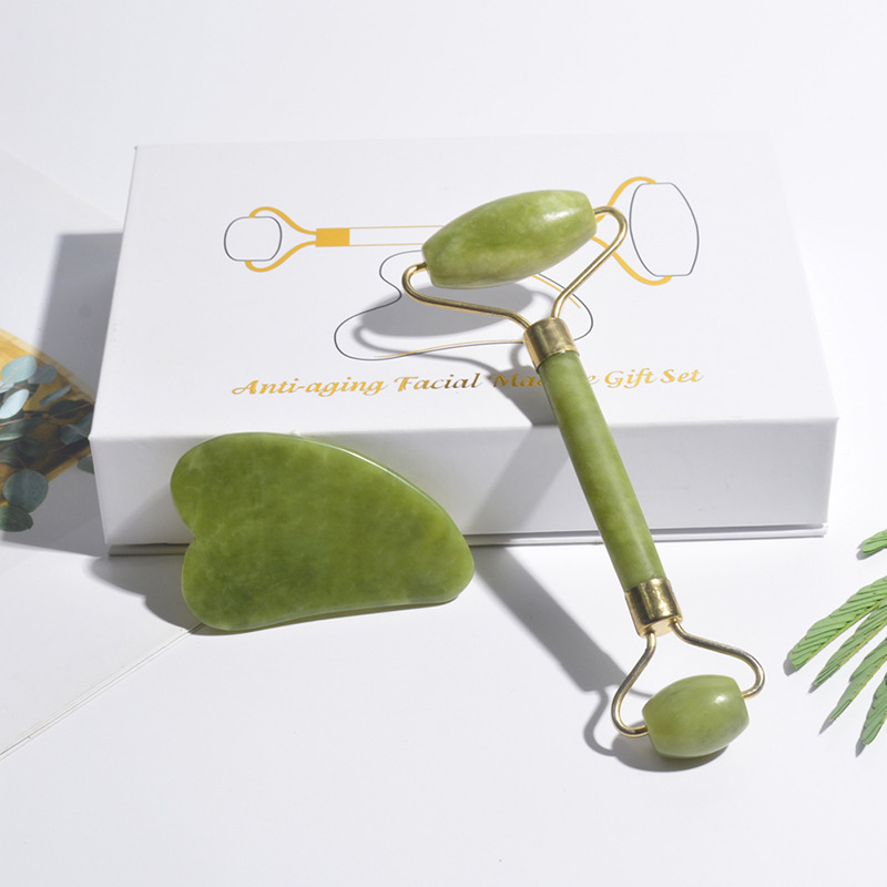Jade Gua Sha Tool - ลูกกลิ้งหยกธรรมชาติ กัวซา หินธรรมชาติ นวดตัว นวดคอ นวดจุดฝังเข็ม